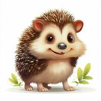 Hedgehog 2d cartoon vector illustration on white backgroun photo