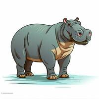 Hippopotamus 2d cartoon vector illustration on white backg photo