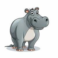 hipopótamo 2d dibujos animados vector ilustración en blanco respaldo foto
