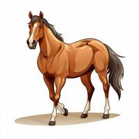 caballo 2d dibujos animados vector ilustración en blanco antecedentes h foto