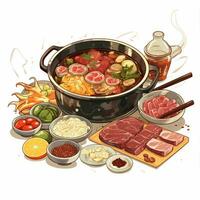 Hot Pot 2d cartoon illustraton on white background high qu photo