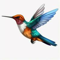 Hummingbird 2d cartoon illustraton on white background hig photo