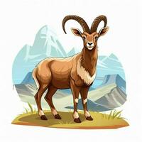 Ibex 2d cartoon vector illustration on white background hi photo