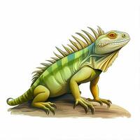 Iguana 2d cartoon vector illustration on white background photo
