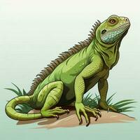 Iguana 2d cartoon vector illustration on white background photo