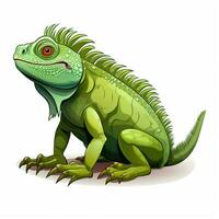 Iguana 2d cartoon vector illustration on white background photo