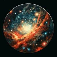 Imagine a sticker with a celestial galaxy-inspired design photo