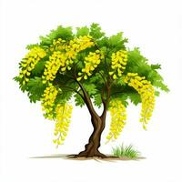 Indian laburnum 2d cartoon illustraton on white background photo