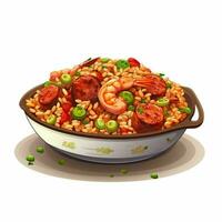 Jambalaya 2d vector illustration cartoon in white backgrou photo