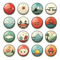 japonés botones 2d dibujos animados vector ilustración en blanco si foto