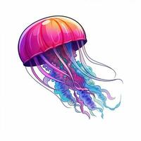 Jellyfish 2d cartoon vector illustration on white backgrou photo