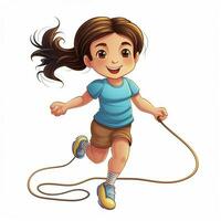 Jump rope 2d cartoon illustraton on white background high photo