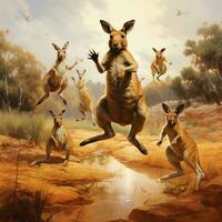 Kangaroo-like companions bouncing around in excitement photo