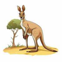 Kangaroo 2d cartoon vector illustration on white backgroun photo
