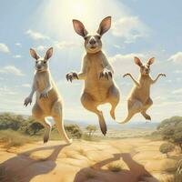 Kangaroo-like companions bouncing around in excitement photo