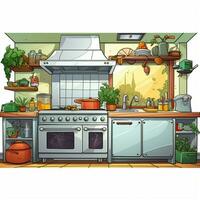 cocina frustrar 2d dibujos animados ilustracion en blanco antecedentes Hola foto