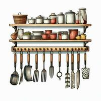 Kitchen Tool Organizer 2d cartoon illustraton on white bac photo