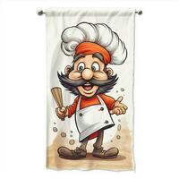 Kitchen towel 2d cartoon illustraton on white background h photo