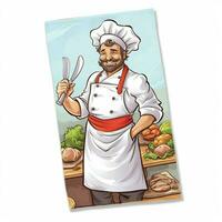 cocina toalla 2d dibujos animados ilustracion en blanco antecedentes h foto