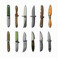 Knife Set 2d cartoon illustraton on white background high photo