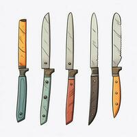 cuchillo conjunto 2d dibujos animados ilustracion en blanco antecedentes alto foto