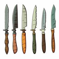 Knife Set 2d cartoon illustraton on white background high photo