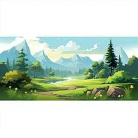 Landscape 2d cartoon vector illustration on white backgrou photo