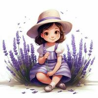 Lavender 2d cartoon illustraton on white background high q photo