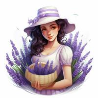 Lavender 2d cartoon illustraton on white background high q photo