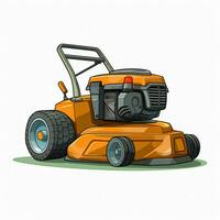 Lawn mower 2d cartoon illustraton on white background high photo