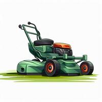 Lawn mower 2d cartoon illustraton on white background high photo