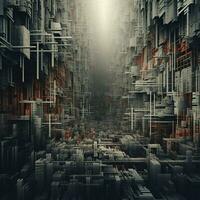 Layers of digital noise forming intricate arrangements photo