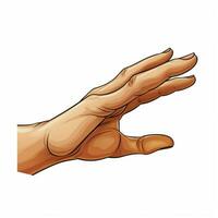 Leftwards Hand 2d cartoon illustraton on white background photo