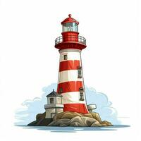 Lighthouse 2d cartoon vector illustration on white background photo