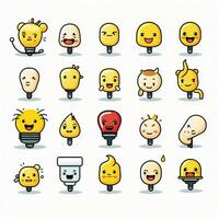 Light and Video Emojis 2d cartoon vector illustration on photo