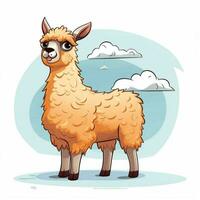 llama 2d dibujos animados vector ilustración en blanco antecedentes foto