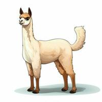 llama 2d dibujos animados vector ilustración en blanco antecedentes foto