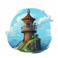 Lookout 2d cartoon vector illustration on white background photo