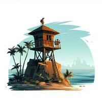 Lookout 2d cartoon vector illustration on white background photo