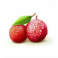 Lychee 2d cartoon illustraton on white background high photo