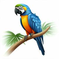 Macaw 2d cartoon vector illustration on white background photo