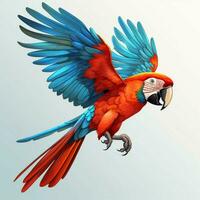 Macaw 2d cartoon vector illustration on white background photo