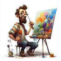 Man Artist 2d cartoon illustraton on white background high photo