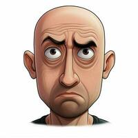 Man Bald 2d cartoon illustraton on white background high q photo