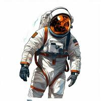 Man Astronaut 2d cartoon illustraton on white background h photo