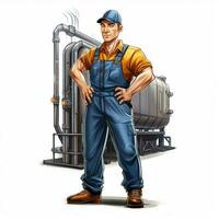 hombre fábrica trabajador 2d dibujos animados ilustracion en blanco antecedentes foto