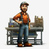 Man Factory Worker 2d cartoon illustraton on white background photo