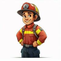 Man Firefighter 2d cartoon illustraton on white background photo