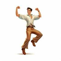 Man Dancing 2d cartoon illustraton on white background photo