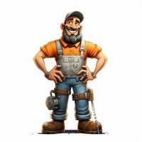 Man Mechanic 2d cartoon illustraton on white background high photo